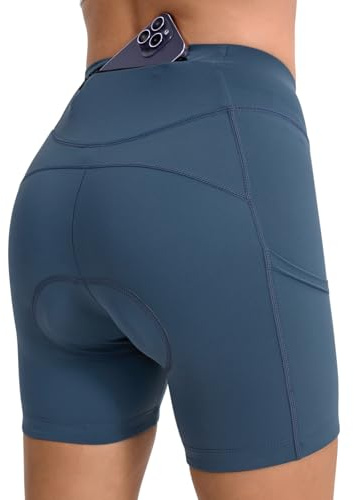 BERGRISAR Fahrradhose Damen Gepolstert Atmungsaktiv Elastische Radlerhose Radhose mit 3 Taschen