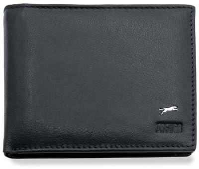 JAGUAR Portafoglio Uomo Pelle Vera Dotato di Scomparti Carte, Portamonete Banconote e Documenti, Idea Regalo Uomo dal Design Classico e Raffinato, Leggero (soli 75gr) Nero