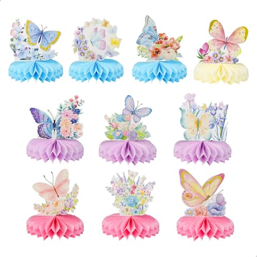 10 Stück Schmetterling Wabenbälle Tischdekoration, Papierblumen tischdeko, Party Dekoration, Butterfly Dekor für Geburtstag Hochzeit Frühling Party