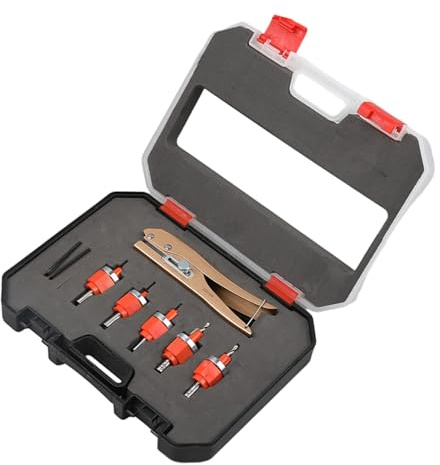 Juego de 5 brocas avellanadas de límite con tope de profundidad y alicates perforadores, herramienta de carpintería para proyectos de carpintería, manualidades, juego de brocas avellanadas con caja de