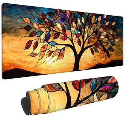 Tapis de Souris de Jeu, 800 x 300 mm XXL Tapis Souris Gaming Grand, Antidérapant Étanche, iExtended Long Clavier Mouse Pad XXL, Accessoire Bureau, pour Gamer, Ordinateur, PC (Arbre de Vie) i-731