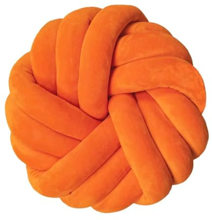 MGEMJMJ Knotenkissen, Runder überwurf, Weiches Knotenkugelkissen, Handgefertigt, Geknotet, Modernes Zuhause, Dekoratives Kissen Für Bett, Schlafzimmer, Sofa, Couch(Size:35 * 35 * 12cm,Color:Orange)