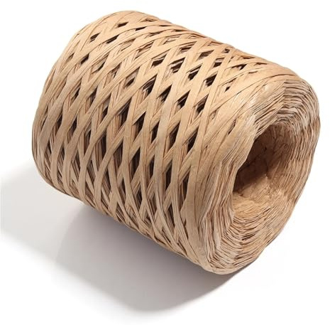 Hilo de ganchillo para tejer, 200 m/rollo, 4 mm, hilo de paja de rafia natural para tejer hilos de papel de ganchillo, bricolaje, embalaje de regalo, bolsa de playa, accesorio de decoración (café