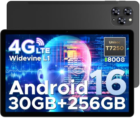 DOOGEETab Tab G6 Android 16 Tablet with Sim Card Slot,11 Inch Tablet with Gemini AI, 30GB+256GB/2TB TF& T7250 Octa Core Android Tablets, 8000 mAh, 90Hz IPS HD, 2 Speakers|Widevine L1|Face ID|GPS,Black