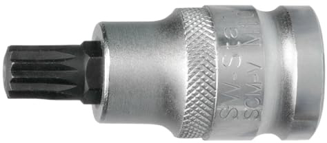 SW-Stahl 05303SB Innenvielzahn-Einsatz M8 x 53 mm, 1/2 Zoll Antrieb | Schraubendreheinsatz aus robustem Chrom-Vanadium-Stahl - Kurze Ausführung für Innenvielzahn-Schrauben - Premium Qualität