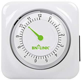 BN-LINK 12 Hour Indoor Mechanical Accurate Countdown Timer, 3-Prong Grounded Outlet, 15 Minute Increments, Energy Saving for Kitchen, Phone Charger, Lamps, Holiday Decoration 1875W, 1/2 HP, ETL Listed
