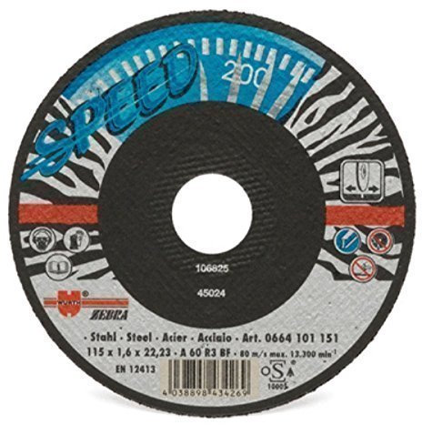 25 x Würth ZEBRA Trennscheibe Speed für Stahl 125 x 1,0 x 22,23