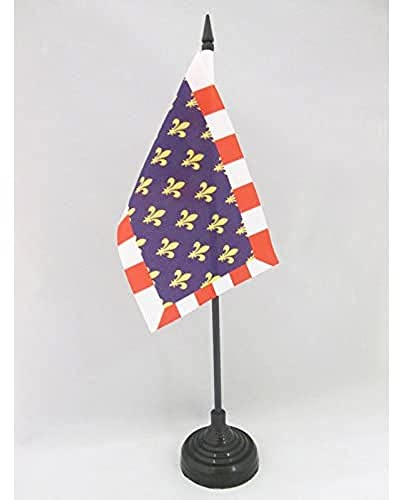 AZ FLAG Drapeau de Table Province de Touraine 15x10 cm Socle Plastique | Usage intérieur Drapeau de bureau français finition cousue et bords renforcés avec mât en plastique et socle en plastique