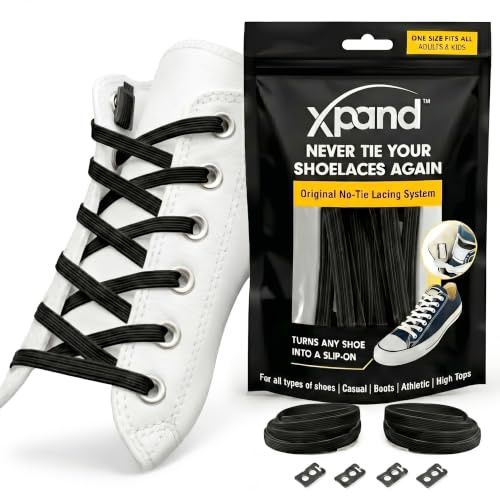 Xpand No Tie Elastic Shoe laces for Adults & Kids, 1 Size Fits All Shoelaces | Shoe Strings for Sneakers, Runners & High Tops Shoes