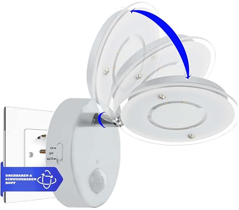 Trango 2636-016 LED Sensor Nachtlicht *NITE* in Weiß mit Automatikfunktion direkt 230V mit Bewegungssensor Sicherheitslicht Steckdose Lampe Wandlampe Orientierungslicht Kinder Nachtlampe