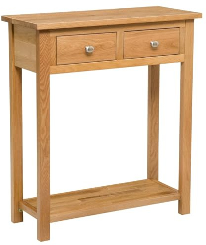 Hallowood Furniture Waverly Oak Console Table with 2 Drawers, Storage Shelf