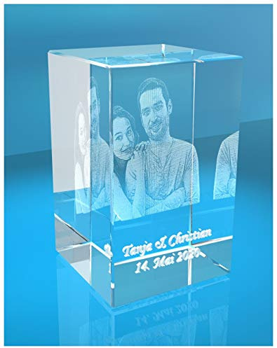 VIP-LASER | 3D Glasfoto | Mit Deinem Urlaubsfoto in 3D graviert | Das persönliche Liebes und Partner Geschenk für die Ewigkeit