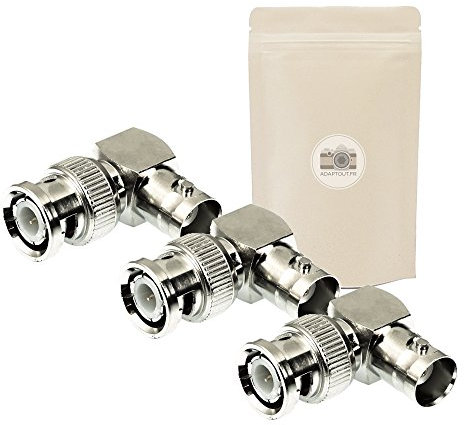 Adaptout X3 Adaptateur Prise BNC Male vers Femelle 90° coude coaxial connecteur Angle Video SDI s Video CCTV Surveillance 90 50 Ohms Marque FRANÇAISE