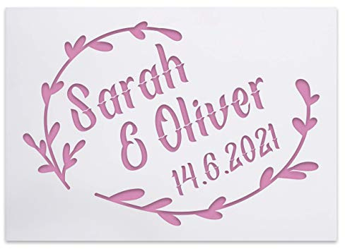 Personalisierbare Schablone für Hochzeit mit Namen und Datum