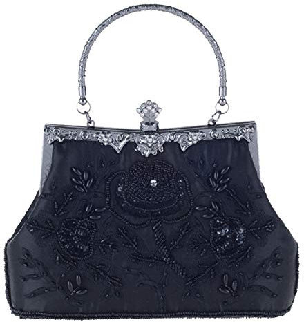 Jywmsc Mujer Bolso de Vintage Estilo con Cuentas Bolso de Lentejuelas Bolso de Noche Bolsa de Fiesta Bolso de Embrague Monedero para Boda, Fiesta, Navidad