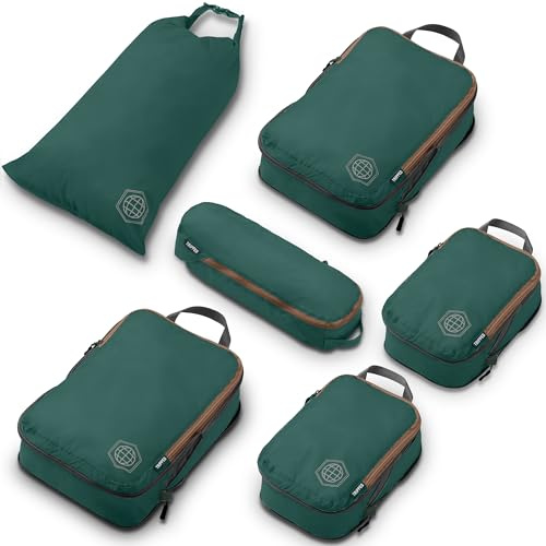 TRIPPED Travel Gear - Juego de bolsas de compresión para viaje, en forma de cubo, ligeras y duraderas, para maletas, 6 Piece, Classic