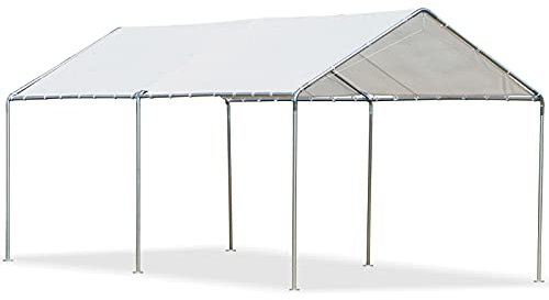 Outsunny 3x6 m Heavy Duty Carport Garage Car Shelter Galvanized Steel White