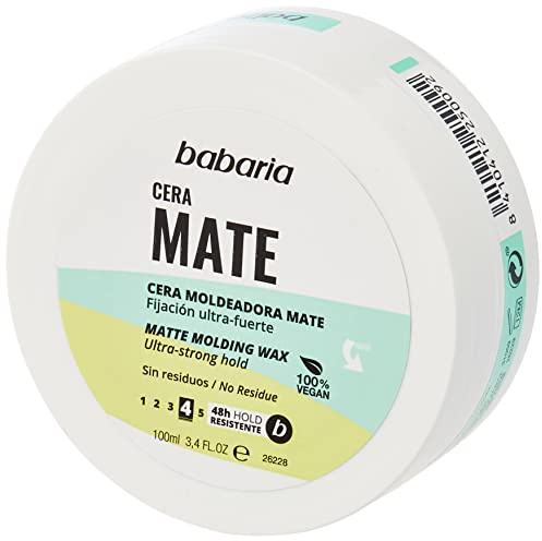 Babaria - Cera Moldeadora Mate | Cera Mate Pelo Hombre Y Mujer | 100ml | Resistencia 48h | 100% Vegano | Fijación Ultra-fuerte | Cabellos Cortos Y Medios