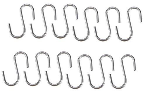 YARDWE 10Pcs S Shaped Hooks Stainless Steel Metal Hangers Meat Hooks Butcher Hooks for Smoker Kitchen Work Shop Bathroom Garden