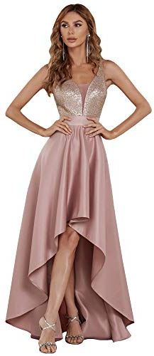 Ever-Pretty Asymétrique Robe de Soirée Bal Longue Femme Paillettes Col V Élégante Orchidée 46