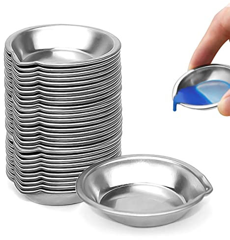 Farbschale Edelstahl,Forreen 30 Stücke Mischpalette Aquarell Farbe Kleine Runde Einfache Praktische Make-Up-Palette mit Mund für DIY Kunst Handwerk Malerei Make-up