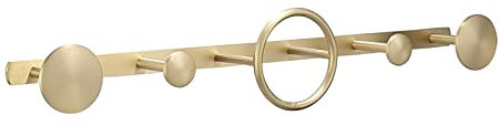 GLYYRLR Handtuchhaken Gebürstetes Gold 495mm Kleiderhaken Wandhaken Hakenleiste Messing Mantelhaken, Garderobenhaken für Küche, Büro, Bad, Schraubmontage
