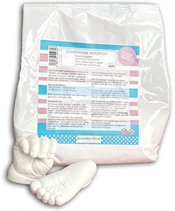Bambelina Gießmasse 5 kg, ultra weiß, fein, extra hart, für 3D Handabdruck, Modellbau, Gipsfiguren. Bemalbar, beschleifbar, Deutsches Produkt
