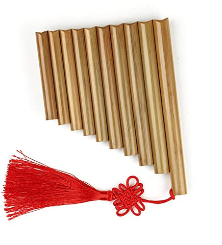 KESHUO Pan-Flöte 10 Rohre Bambus-Windinstrument Panpipe G Key Handmade Folk Instrument Studentische Panflöte