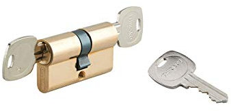 Cilindro europeo a doppia entrata 5 pin, frizionato, funzione emergenza, antiestrazione, 35x35mm, ottone, 3 chiavi - THIRARD