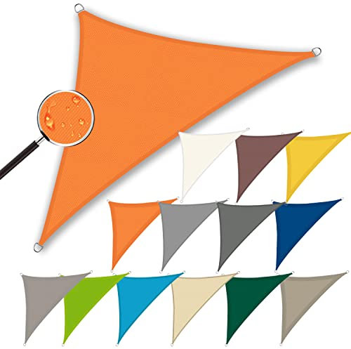 Tenda a Vela Parasole 5x5x5m, Telo ombreggiante, Resistente e Traspirante con Kit di Fissaggio Professionale per Esterni, Cortile, Giardino, Crema - Orange