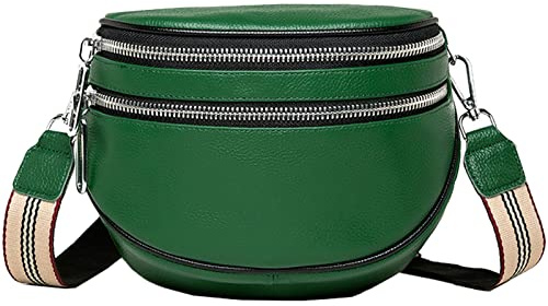 EINYNIUER Crossbody Bag Damen Breiter Gurt，Doppelter Reißverschluss Brusttasche,Bauchtasche Damen Leder Geldbörse, Kleine Umhängetasche mit Reißverschluss und Abnehmbar Schultergurt,