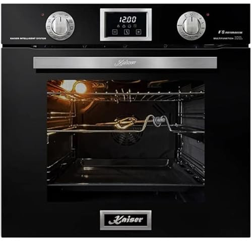 Kaiser EG 6374 Sp lyxig inbyggd gasugn 60 cm, oberoende, 79 L, svart design med spegelglas, 2 funktioner (undervärme, grill) | stekpanna | timer | konvektion | gasugn