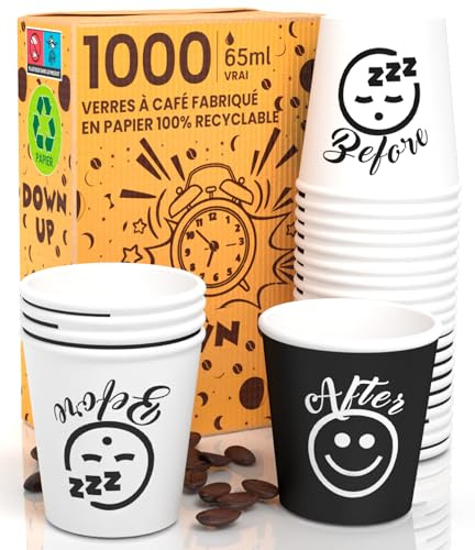 Eurocali 1000 Espresso Pappbecher 65ml Biologisch Abbaubare Kaffee Einwegbecher - Ökologisches Design DownUpCUP - Kleine Größe für italienischen Espresso für Heißen Getränken