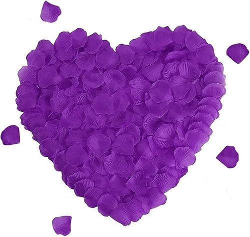 Godfathger 100pcs Purple Rose Petals Valentine Artificial Silk Petals Flower Decoration Confetti for Romantic Scenes Wedding Anniversary, Confession Decoration, bedroom, Birthday Decoration