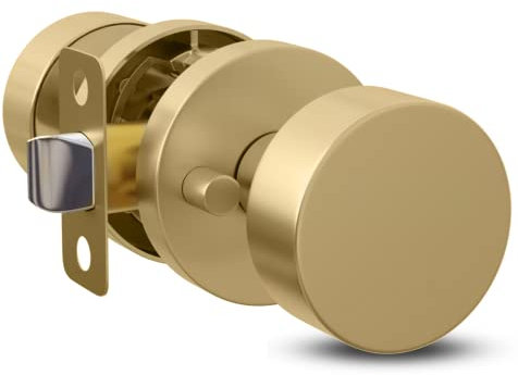 Mega Handles Privacy I Türknauf für Flur, Schrank und Badezimmer I wendbares robustes Design I passend für alle Standard-Türgrößen I Schrauben im Lieferumfang enthalten,satiniertes Messing (1 Packung)