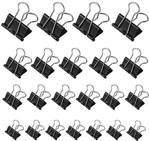 Heyu-Lotus 90 Stück Foldback Klammern, 15mm/19mm/25mm/32mm Foldbackklammer Klein Mini Papierklammern Büroklammern Metall Binder Clips Vielzweckklammern für Briefpapier Papier, Bürobedarf, Schwarz