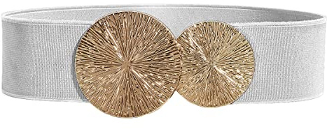 Weenkeey Damen Elastischer Taillengürtel Vintage Breiter Hüftgürtel Mode Cinch Gürtel mit Doppel Runde Schnalle für Kleid Hemden Mantel