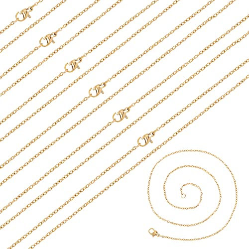 NBEADS 20 Fili 45cm Catene per Collana in 304 Acciaio Inossidabile, Catena Portacavi A Maglia Sottile da 1.5mm con Fermagli per Aragosta Catene A Croce Catena per Braccialetto Collane, Oro