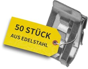 Avoltik 50x Solar Kabelklemmen Edelstahl I Kabelclips für 4 mm² - 6 mm² PV-Kabel I Kabelhalter für 2 Kabel für Solarpanel-Rahmen I Kabelhalterung aus hochwertigem & rostfreiem Edelstahl