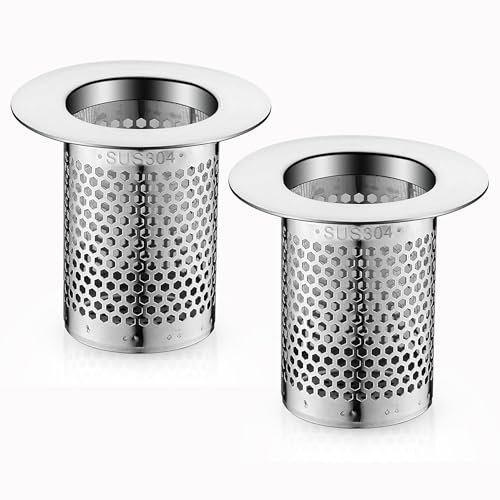 Kronwahl 2 PEZZI Filtro per scarico in acciaio inox - 5,5 x 5cm - filtro di alta qualità per lavello, lavandino cucina, lavabo bagno, filtro capelli doccia, vasca da bagno, ideale per gli scarichi