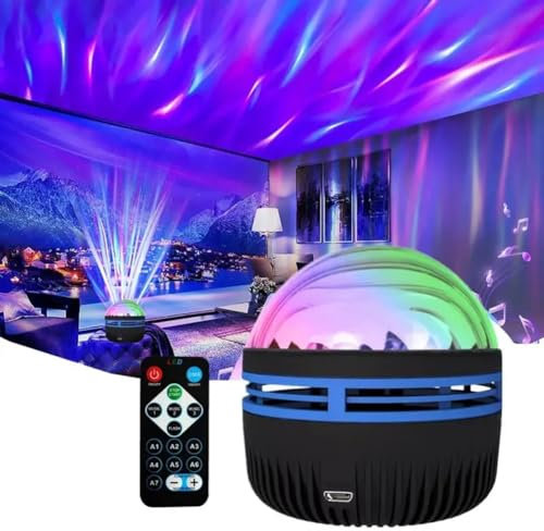 2 in 1 Northern Lights and Ocean Wave Projector, Star Projector with Remote Control, Ocean Wave LED Night Light Star Projector, RGB Dimmable LED Projection Lamp, Room Projector for Room, Living (B)