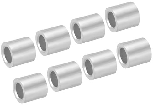 PATIKIL 3/8/10mm Wire Rope Stop Sleeve,8 Pack Aluminum Crimping Loop Sleeve for Wire Rope and Cable Ferrule,Silver