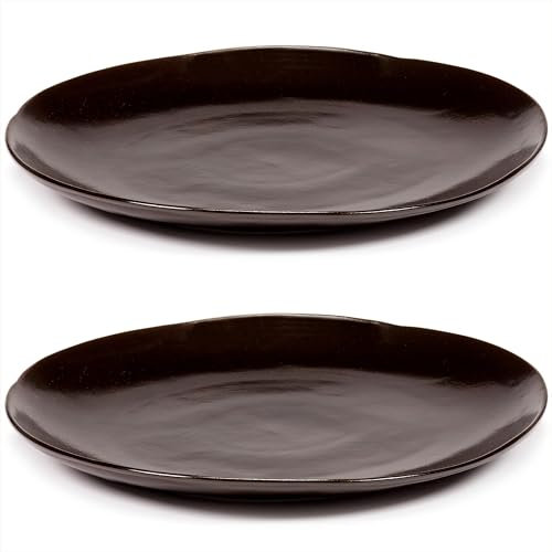 Assiettes à dîner marron foncé | La Mère vaisselle de Marie Michielssen | Set de vaisselle pour 2 | Assiettes en grès résistant aux micro-ondes
