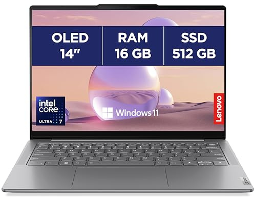 Lenovo Yoga Slim 7 14IMH9 - Ordinateur Portable 14'' WUXGA (Intel Core Ultra 7 155H, RAM 16Go, SSD 512Go, Intel Arc Graphics,Windows 11 Home) Clavier rétroéclairé AZERTY FR - Lunaire Gris