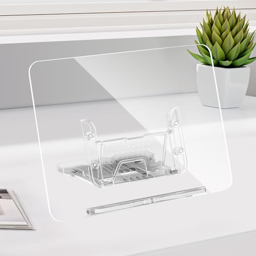 Support de livre de recettes, en acrylique, 12 niveaux, angle réglable, pliable et portable, pour la cuisine, pour la lecture, au lit