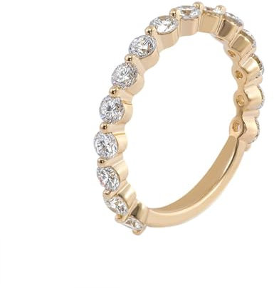 Epinki Echtgold Schmuck, Gold 750 Ringe, Zierlich Hochzeitsring mit Rund Moissanit, 18K Gold Pärchen Ringe Verlobungsring Gr.58 (18.5)