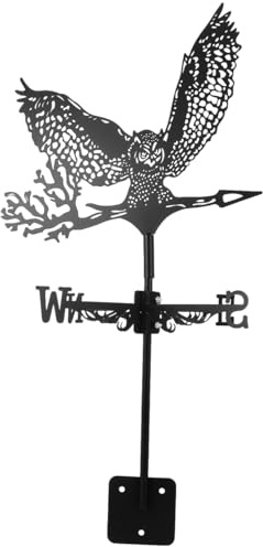 PartyKindom Owl Weathervane Metal Garden Decor Wind Direction Indicator for Outdoor Roof Decoration