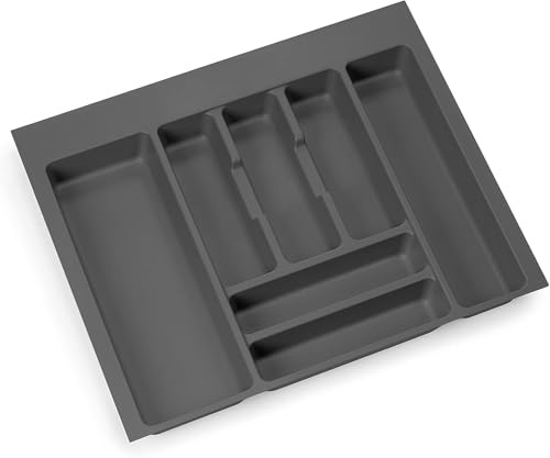 Portaposate Regolabile da Cassetto per Cucina - Organizer e Divisore Posate - in Plastica Resistente (60, Antracite)