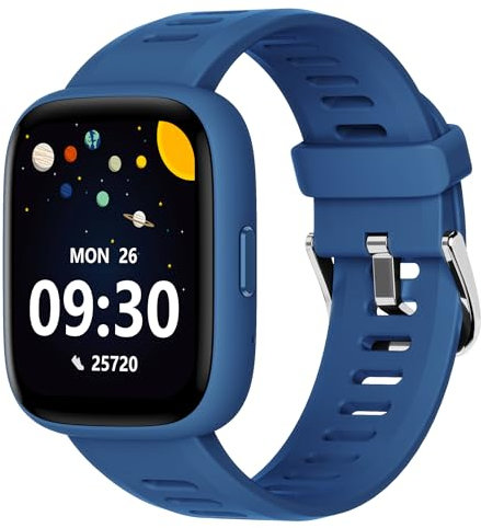 BIGGERFIVE Pulsera Actividad Niños Niñas 5-16, 1,8 Reloj Inteligente Podómetro, Frecuencia Cardíaca, Resistente al Agua IP68, Monitor de Sueño, Despertador, Juegos de Rompecabezas con/sin App
