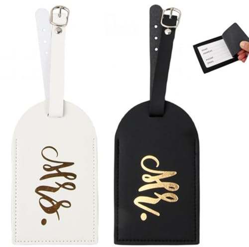 Dokeno 2 Stück gepäckanhäng Hochzeit, Modische Bronzing Gepäckanhänger für Mr und Mrs Süße Hochzeit Geschenke